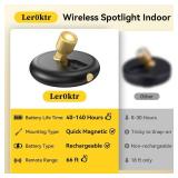Ler0ktr Rechargeable Battery LED Spotlight Indoor: Wireless Mini Art Accent Spot Lights with Timer Remote - Small Dimmable Uplight for Plants Display Painting Dartboard Artwork Portrait Closet
