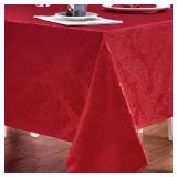 HomeJoy Rectangle Table Cloth Linen Farmhouse Stainproof Waterproof Washable Polyester Oblong Rectangular Fabric Table Cover for Kitchen Dining Dinner (Red, 52 X 70 Inch)