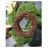 2 Pcs Christmas DIY Green Wreath 10 Inch Artificial DIY Faux Plain Wreaths Front Door Green Farmhouse Cabinets Indoor Outdoor Wall Decor(Norfolk Pine)
