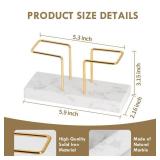 2 Pack Cocktail Napkin Holder for Table,Natural Marble Napkins Holder with Metal Wire,Modern Tissue Paper Dispenser for Dining Table Bar Kitchen (for 5 x 5 inches napkin)