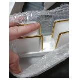 2 Pack Cocktail Napkin Holder for Table,Natural Marble Napkins Holder with Metal Wire,Modern Tissue Paper Dispenser for Dining Table Bar Kitchen (for 5 x 5 inches napkin)