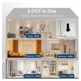 Amico 6 Pack 6 Inch 5CCT Ultra-Thin LED Recessed Ceiling Light with Junction Box, 2700K/3000K/3500K/4000K/5000K Selectable, 12W Eqv 110W 1050LM Brightness Dimmable Canless Wafer Downlight, ETL & FCC