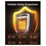 GiveBest Portable Electric Space Heater with Thermostat, 1500W/750W Safe and Quiet Ceramic Heater Fan, Heat Up 200 Square Feet for Office Room Desk Indoor Use, Silver