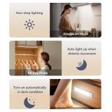 Under Cabinet Lighting, LED Motion Sensor Light Indoor, 2200mAh USB Rechargeable Closet Lights Battery Operated, Stick On Magnetic Wireless Dimmable Under Counter Lights for Kitchen(2 Pack)