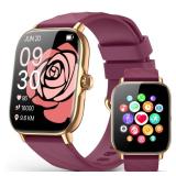 Kriutefy Fitness Tracker Smart Watches for Men Women with Step Counter, Sleep Calorie Monitor, Pedometer, IP68 Waterproof, Smartwatch with 120+ Sports for iPhone Android (Wine Red, 1.91)