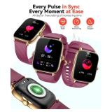 Kriutefy Fitness Tracker Smart Watches for Men Women with Step Counter, Sleep Calorie Monitor, Pedometer, IP68 Waterproof, Smartwatch with 120+ Sports for iPhone Android (Wine Red, 1.91)