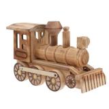 Wooden Crafts Wood Steam Train Figurine Train Model Retro Locomotive Ornaments Steampunk Statue Crafts Desktop Decor for Boys Home Office Decor Engineering