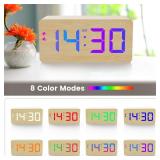 URAYCO Wooden Digital Alarm Clock with Fast Wireless Charger, Dual USB Charging Ports, DST, Dimmable, Snooze, RGB Large Number Display LED Clock for Bedrooms, Living Room, Desk, Table, Bedside(Bamboo)