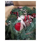 SHareconn 8.9FT Prelit Christmas Garland with Multi-Color LED Lights, Battery-Operated Timer, Includes Flower Ball Poinsettia for Mantle Fireplace Indoor Outdoor Xmas Decor, Red Champagne Gold, 8.9 FT