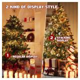 FormiPow Stackable Lighted Gift Boxes Set of 4, Battery-Powered Lighted Christmas Boxes with Warm LED & Timer, Metal Frame Gift Box for Indoor/Outdoor Mantel, Tabletop & Staircase