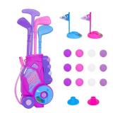 Nattork Toddler Golf Set for Boys Girls Age 2 3 4 5, Upgraded Kids Golf Cart with 4 Clubs & 12 Balls, Outdoor Indoor Sports Toy Birthday Gift, Rose