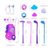 Nattork Toddler Golf Set for Boys Girls Age 2 3 4 5, Upgraded Kids Golf Cart with 4 Clubs & 12 Balls, Outdoor Indoor Sports Toy Birthday Gift, Rose