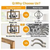 17 Farmhouse Real Wood Chandelier, No Assembly Required 4-Light Rustic Dining Room Light Fixture Over Table, Adjustable Hanging Chandelier for Kitchen Living Room Foyer Entryway