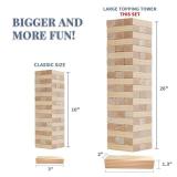 Megwoz Giant Tumble Tower Family Games for Kids and Adults 60 Blocks New Zealand Pine Wooden Blocks Stacking Up to 5 FT for Indoors Outdoors Yard Games for Family