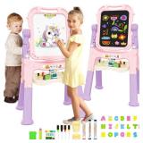 Art Easel for Kids, Adjustable Standing Rotatable Double Sided Easel with Painting Accessories, Birthday Christmas Gift for Little Boys and Girls
