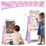 Art Easel for Kids, Adjustable Standing Rotatable Double Sided Easel with Painting Accessories, Birthday Christmas Gift for Little Boys and Girls