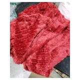 NEWCOSPLAY Super Soft Queen Blanket Red Premium Silky Flannel Fleece 3D Clouds Stylish Jacquard Lightweight Bed Blanket All Season Use 350GSM (Red, Queen(90x90))