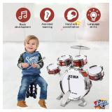 Kids Drum Set, 5 PCS Drums for Kids with Stool Mini Band Drum Set Musical Instruments Toys Birthday for Toddlers Boys Girls Beginners