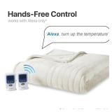 Beautyrest Heated Electric Blanket for Cold Weather, Fast Heating Wi-Fi Heated Blanket, Voice Command Alexa Compatible, Auto Shut Off, Virtually Zero EMF, 20 Heat Setting, UL Certified, King Ivory