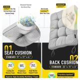 SUNROX Memory Foam Non Slip Rocking Chair Cushion, FadeShield Water Resistant Thicken Durable Tufted Pads, Set of Seat & Back Cushion with Ties for Indoor/Outdoor Rocker, 2 Piece, Heather Grey