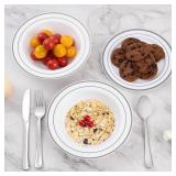Goodluck 100 Pack Plastic Bowls with Silver Rim, 12oz Disposable Soup Bowls, Heavy Duty Dessert Bowls for Weddings, Parties, Dinners, Catering, and Everyday Use