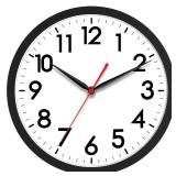 AKCISOT Wall Clock 10 Inch Silent Non-Ticking Modern Clocks Battery Operated - Analog Small Classic for Office, Home, Bathroom, Kitchen, Bedroom, School, Living Room(Black)
