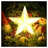Christmas Tree Topper Star Warm White Light,Star Tree Topper for Christmas Tree Decoration Xmas Tree Topper with 30 LED Lights Battery and USB Powered 8.7 Inch