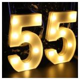 H: 8.26 Inches Light Up Numbers 55 Centerpieces Table Sign, Happy 55th Birthday Decorations for Women, 55th Party Decor for Men, 55 Year Old Birthday Supplies