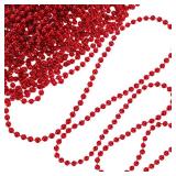 50 Feet Christmas Tree Beads Garland Artificial Pearl Strings for Decorating Plastic Beads Chain Roll for Xmas Home Fireplace Holiday Wedding DIY Decoration(Red)