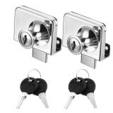 Vin Beauty 2 Pcs Glass Cabinet Locks, Stainless Steel, Mortise Lock, Cabinet and Furniture Locks, Silver