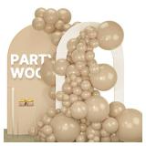PartyWoo Cream Balloons 140 pcs Different Sizes of 18 12 10 5 Inch Beige Ivory Nude Neutral Boho Fall Latex Balloons for Graduation Birthday Baby Shower Jungle Theme Party Decorations Brown-F56