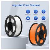 ANYCUBIC PLA Plus (PLA+), 3D Printer Filament 1.75mm, High Toughness 3D Printing Filament, Dimensional Accuracy +/- 0.02mm, Print with Most FDM 3D Printers, 1KG Reusable Spool, White