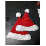 CHOIEO 2 Pcs Christmas Hats, Deluxe Classic Red Santa Hat White Faux Fur Trim Comfort Double Liner Plush Red Velvet Xmas Hats for Unisex Kids for Christmas Festive Holiday Party Supplies (Kid)