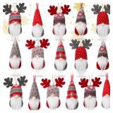 Skylety Christmas Tree Hanging Gnomes Plush Christmas Ornaments Elk Swedish Handmade Gnome Decor Mini Halloween Scandinavian Santa Holiday Decoration for Walls Stairs Windows(16 Pieces)