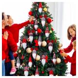 Skylety Christmas Tree Hanging Gnomes Plush Christmas Ornaments Elk Swedish Handmade Gnome Decor Mini Halloween Scandinavian Santa Holiday Decoration for Walls Stairs Windows(16 Pieces)