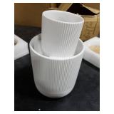 LE TAUCI Utensil Holder, 7.3+5.4 Ceramic Kitchen Utensil Holder for Countertop, Large Cooking Utensil Crocks for Kitchen Counter Decor, Morden Utensil Organizer for Spatula, Set of 2, White