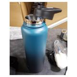 40oz Insulated Water Bottle (Cold for 48 Hrs),BPA Free&Leak Proof,Stainless Steel Water Flask,Water Jug with Straw Spout Lids for Gym,Hiking,Travel,Black Blue