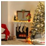 Hungdao 3 Set Christmas Bow Picture Frames Decorations Christmas Pine Branches and Bows Decor for Picture Photo Frames Holiday Xmas Home Wall Decoration (Camel)