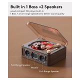 CARONSORT CD Player with Speakers Bluetooth Nostalgic Retro Portable CD Players for Home Wood Music Player FM Radio for HomeWired and Remote Control-Walnut Brown