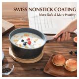 SENSARTE Nonstick Saucepan with Lid, 2.0 Quarts Small Pot with Swiss Granite Coating, Stay-cool Handle, Handy Sauce Pot Small Kitchen Cooking Pot, Induction Comptable, Free of Intentionally Added PFOA