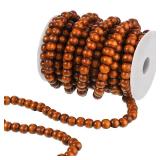 Waydress Christmas Wooden Bead Garland Rustic Farmhouse Garland Xmas Tree Bead Ornaments for Christmas Decorations, Total of 26 Feet(Brown)