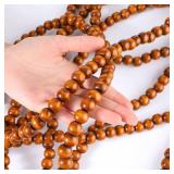 Waydress Christmas Wooden Bead Garland Rustic Farmhouse Garland Xmas Tree Bead Ornaments for Christmas Decorations, Total of 26 Feet(Brown)