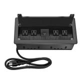 Embedded mesa Power Outlet Box, Table Power Multimedia Connectivity Box for Conference Study Room Home with 4 AC Outlet,USB-C Port Fast Charge 18W Length 4.9FT Power Cable (Brushed Black)