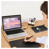 Embedded mesa Power Outlet Box, Table Power Multimedia Connectivity Box for Conference Study Room Home with 4 AC Outlet,USB-C Port Fast Charge 18W Length 4.9FT Power Cable (Brushed Black)