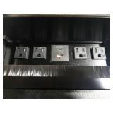 Embedded mesa Power Outlet Box, Table Power Multimedia Connectivity Box for Conference Study Room Home with 4 AC Outlet,USB-C Port Fast Charge 18W Length 4.9FT Power Cable (Brushed Black)