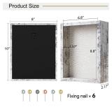 Califortree Outside 8x10 Shadow Box Frame with Linen Back - Real Glass, Push Pins Included, Sturdy Rustic Memory Display Case, Fits Photos or Items Under 6x8, Distressed White