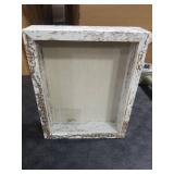 Califortree Outside 8x10 Shadow Box Frame with Linen Back - Real Glass, Push Pins Included, Sturdy Rustic Memory Display Case, Fits Photos or Items Under 6x8, Distressed White