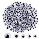 DECORA 500 Pieces 6mm -12mm Black Wiggle Googly Eyes with Self-Adhesive for Crafts Decorations