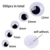 DECORA 500 Pieces 6mm -12mm Black Wiggle Googly Eyes with Self-Adhesive for Crafts Decorations