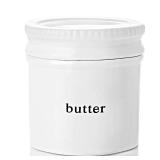 GDCZ Butter Dish With Water Line,Ceramics French Butter Keeper Crock With Lid, White